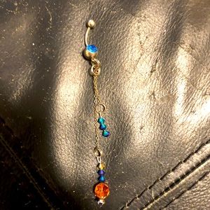 Sunset collection blue and orange dangle belly ring